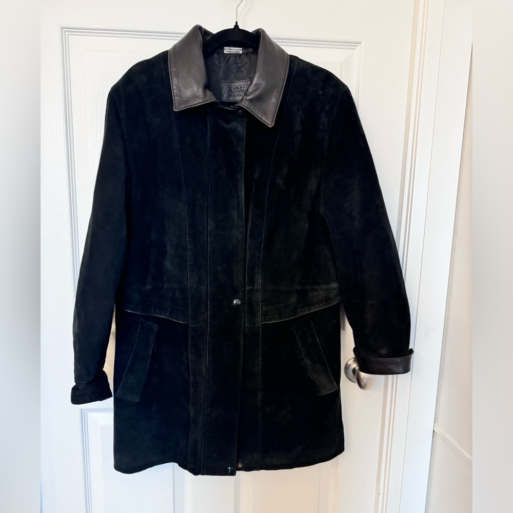 Vintage Black Suede & Soft Leather Jacket – Acton Old Hide House (Oversized Fit)